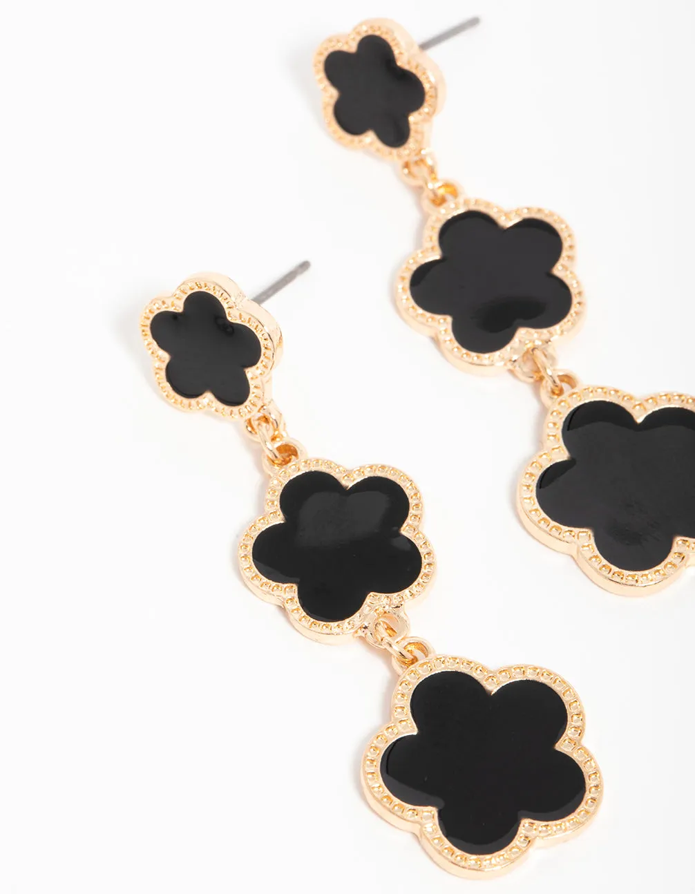 Gold Black Flower Drop Earrings sold by lovisa product image thumbnail 2