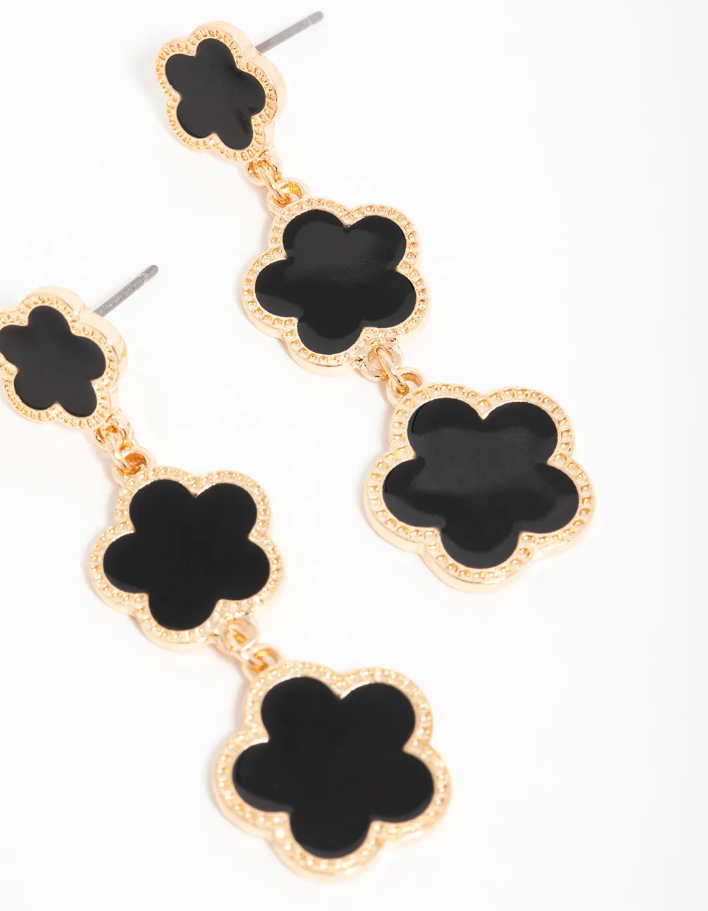 Gold Black Flower Drop Earrings sold by lovisa product image thumbnail 3