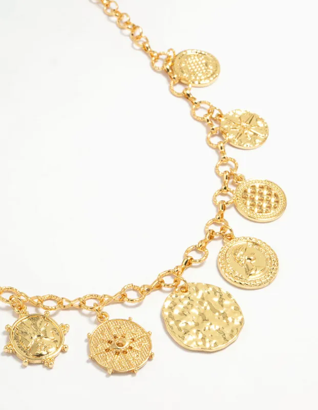 Gold Plated Coin Disc Charm Pendant Necklace sold by lovisa
