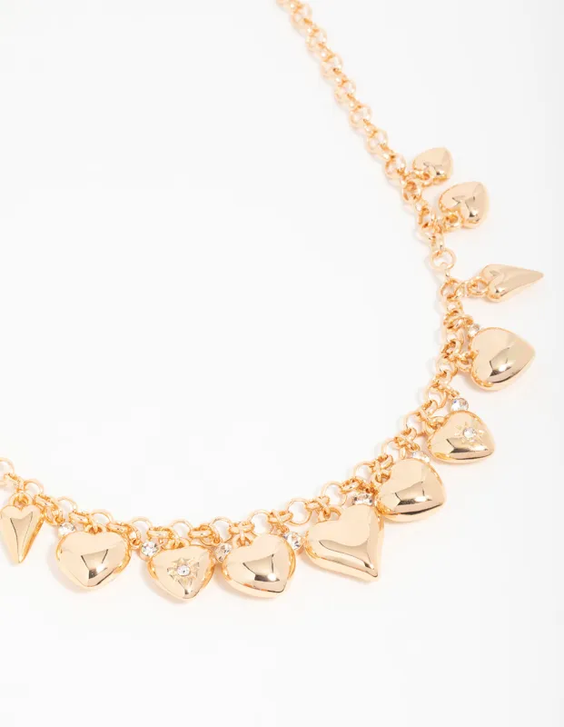 Gold Diamante Heart Charm Necklace sold by lovisa