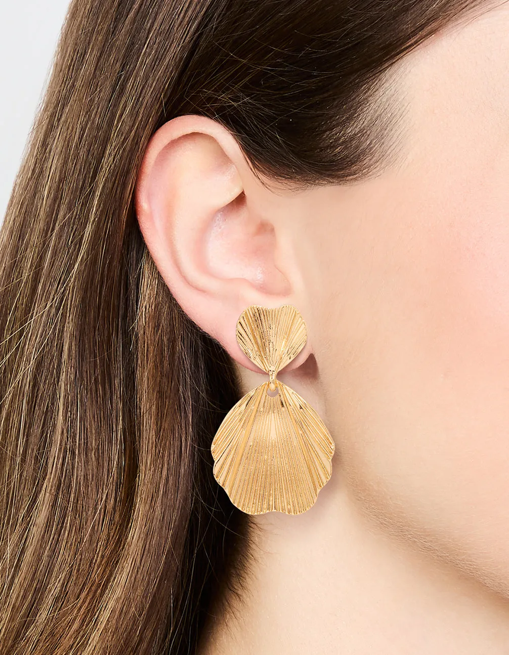 Gold Plated Textured Metal Statement Drop Earrings sold by lovisa product image thumbnail 2