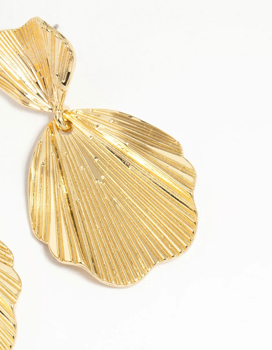 Gold Plated Textured Metal Statement Drop Earrings sold by lovisa product image thumbnail 5
