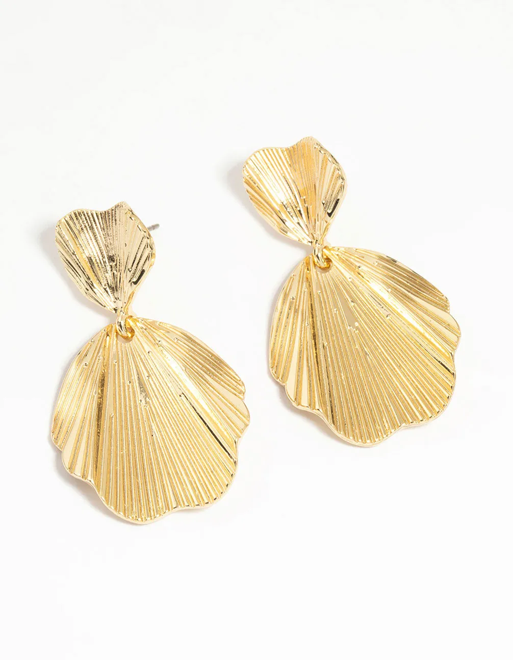 Gold Plated Textured Metal Statement Drop Earrings sold by lovisa