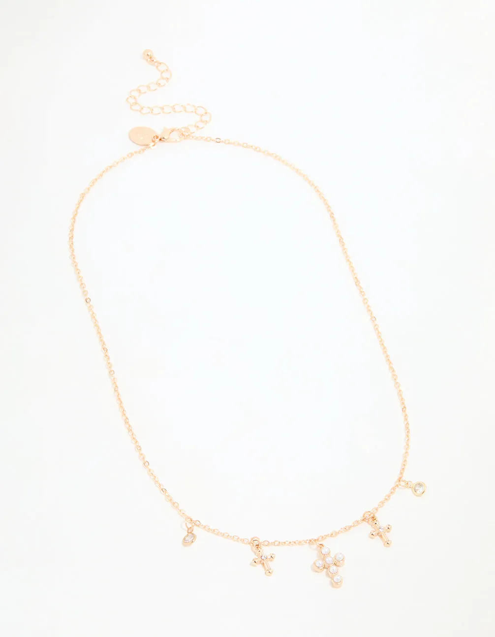 Gold Pearl Diamante Cross Charm Necklace sold by lovisa product image thumbnail 2