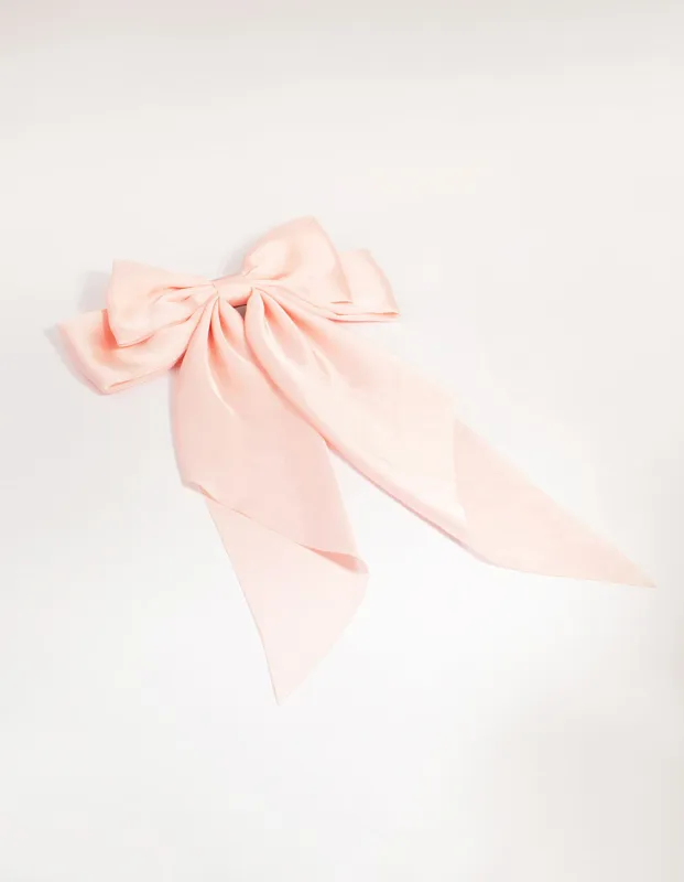 Pink Satin Fabric Bow Hair Clip sold by lovisa