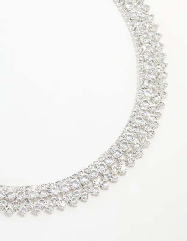 Silver Cubic Zirconia Short Layered Necklace sold by lovisa