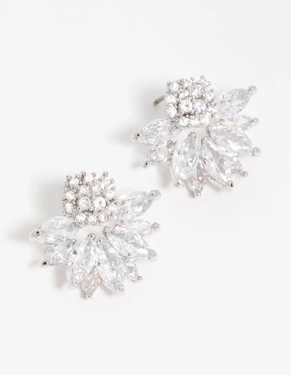 Silver Cubic Zirconia Lotus Flower Stud Earrings sold by lovisa