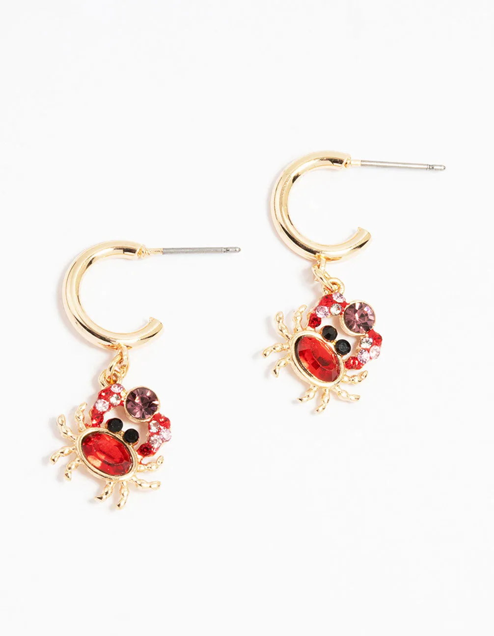 Gold Diamante Mini Crab Drop Earrings sold by lovisa