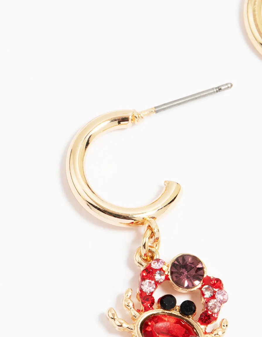Gold Diamante Mini Crab Drop Earrings sold by lovisa product image thumbnail 4