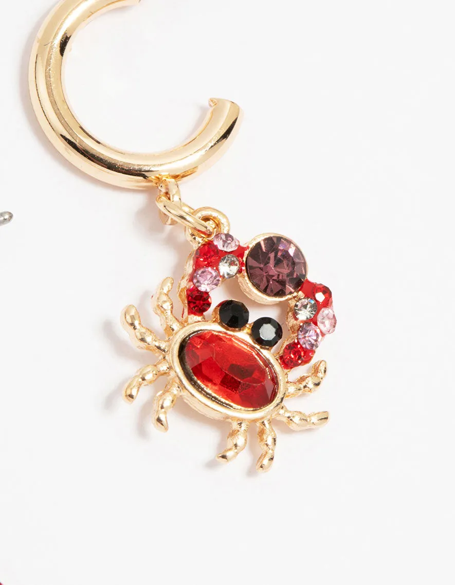 Gold Diamante Mini Crab Drop Earrings sold by lovisa product image thumbnail 5