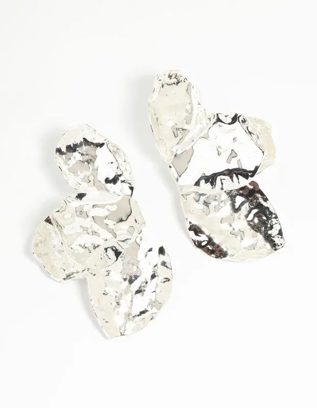 Silver Plated Half Flower Stud Earrings sold by lovisa