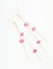 Gold Pearl & Pink Rose Chain Drop Earrings sold by lovisa