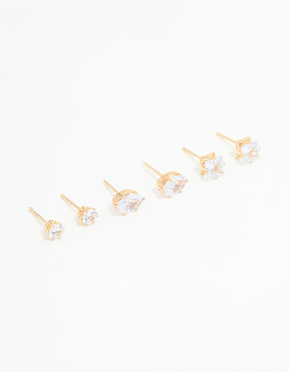 Gold Diamante Mixed Stud Earrings 3-Pack sold by lovisa