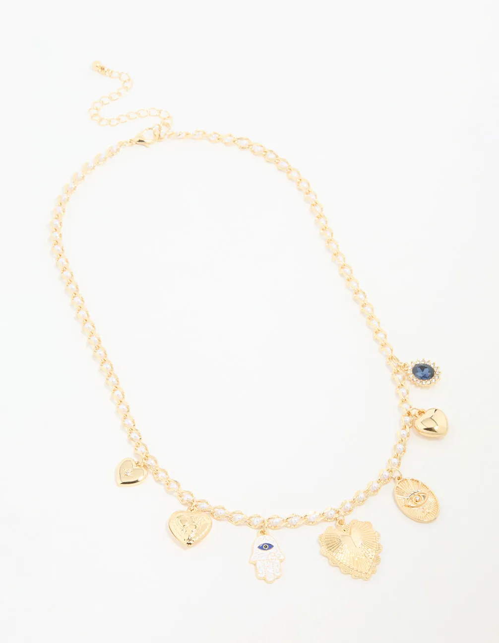 Gold Evil Eye & Heart Charm Necklace sold by lovisa product image thumbnail 2