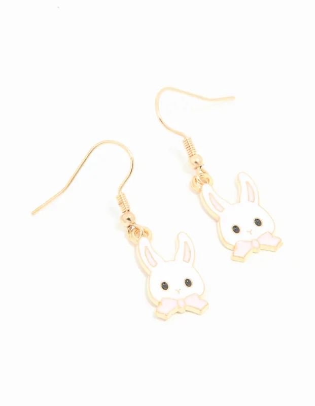 Gold Bunny Head Drop Earrings sold by lovisa