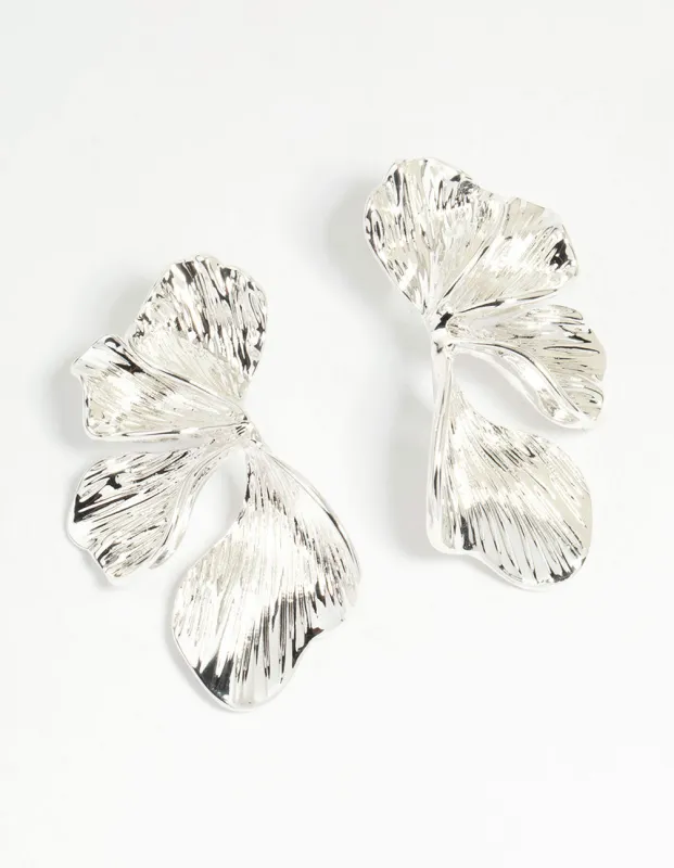 Silver Plated Organic Petal Stud Earrings sold by lovisa