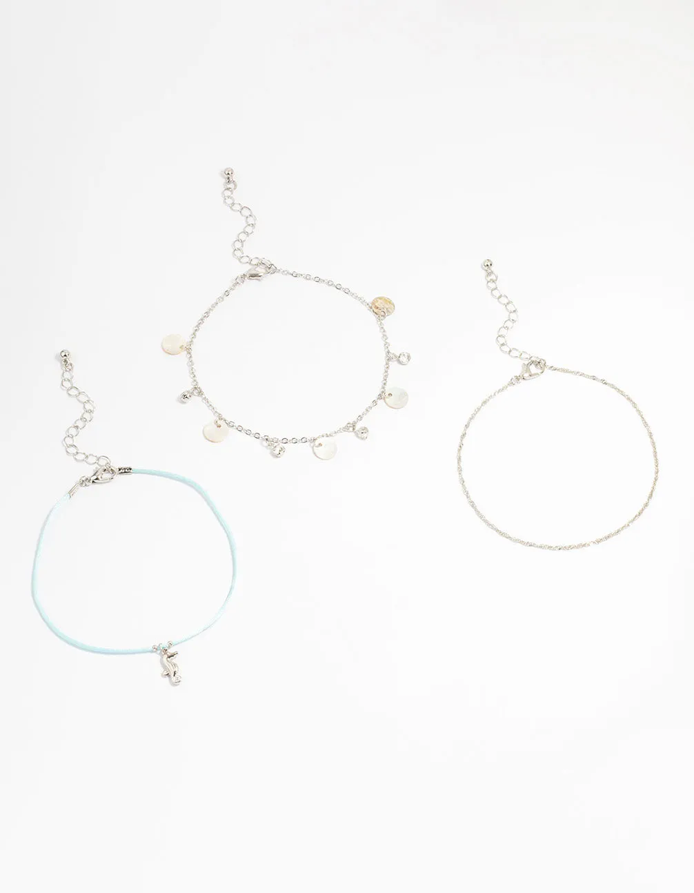 Silver Genuine Shell Seahorse Anklets 3-Pack sold by lovisa