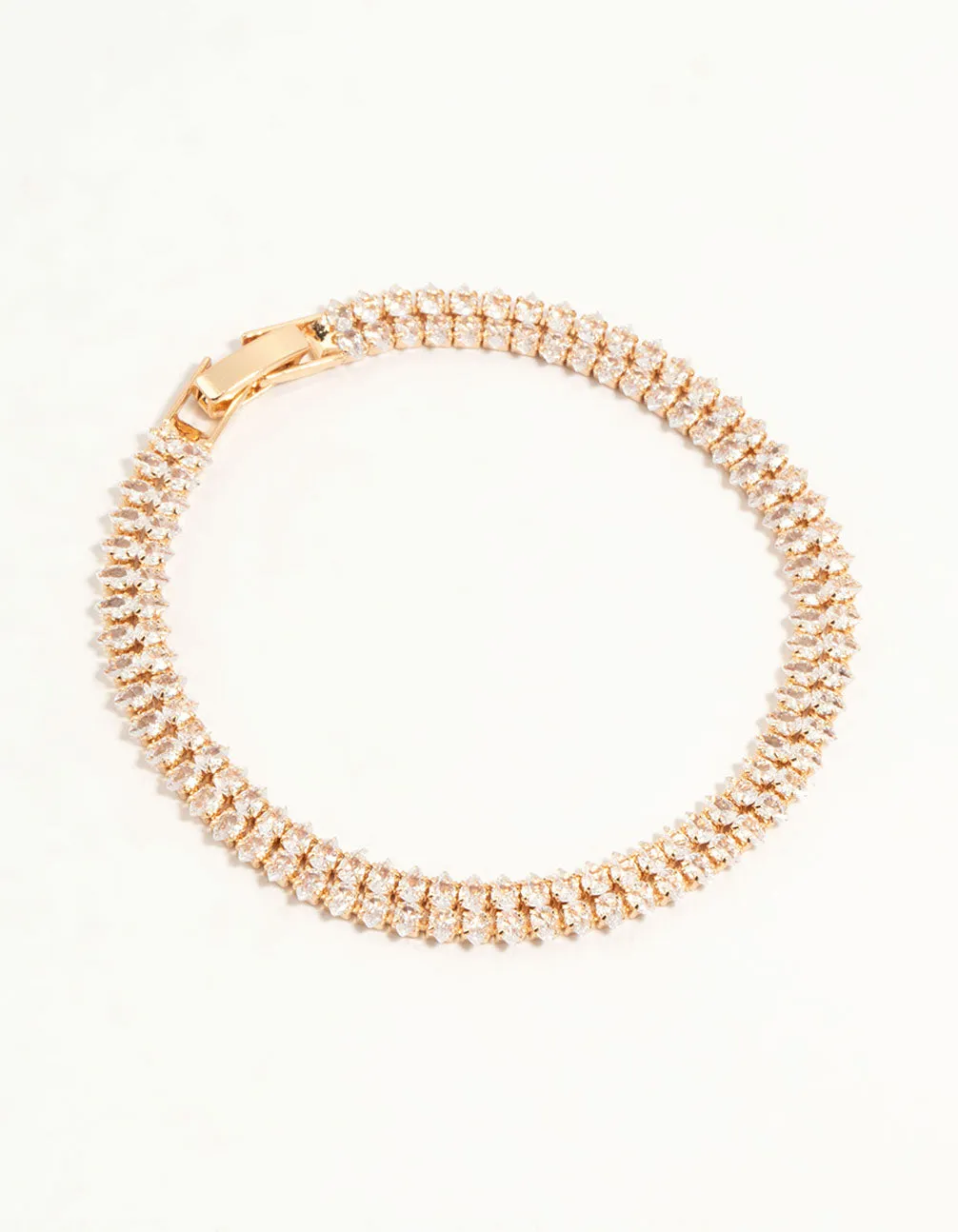 Gold Fine Marquise Cubic Zirconia Layered Tennis Bracelet sold by lovisa