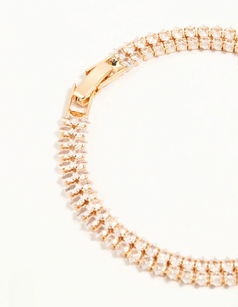 Gold Fine Marquise Cubic Zirconia Layered Tennis Bracelet sold by lovisa product image thumbnail 3