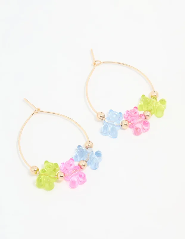 Gold Pastel Gummy Bear Hoop Earrings sold by lovisa