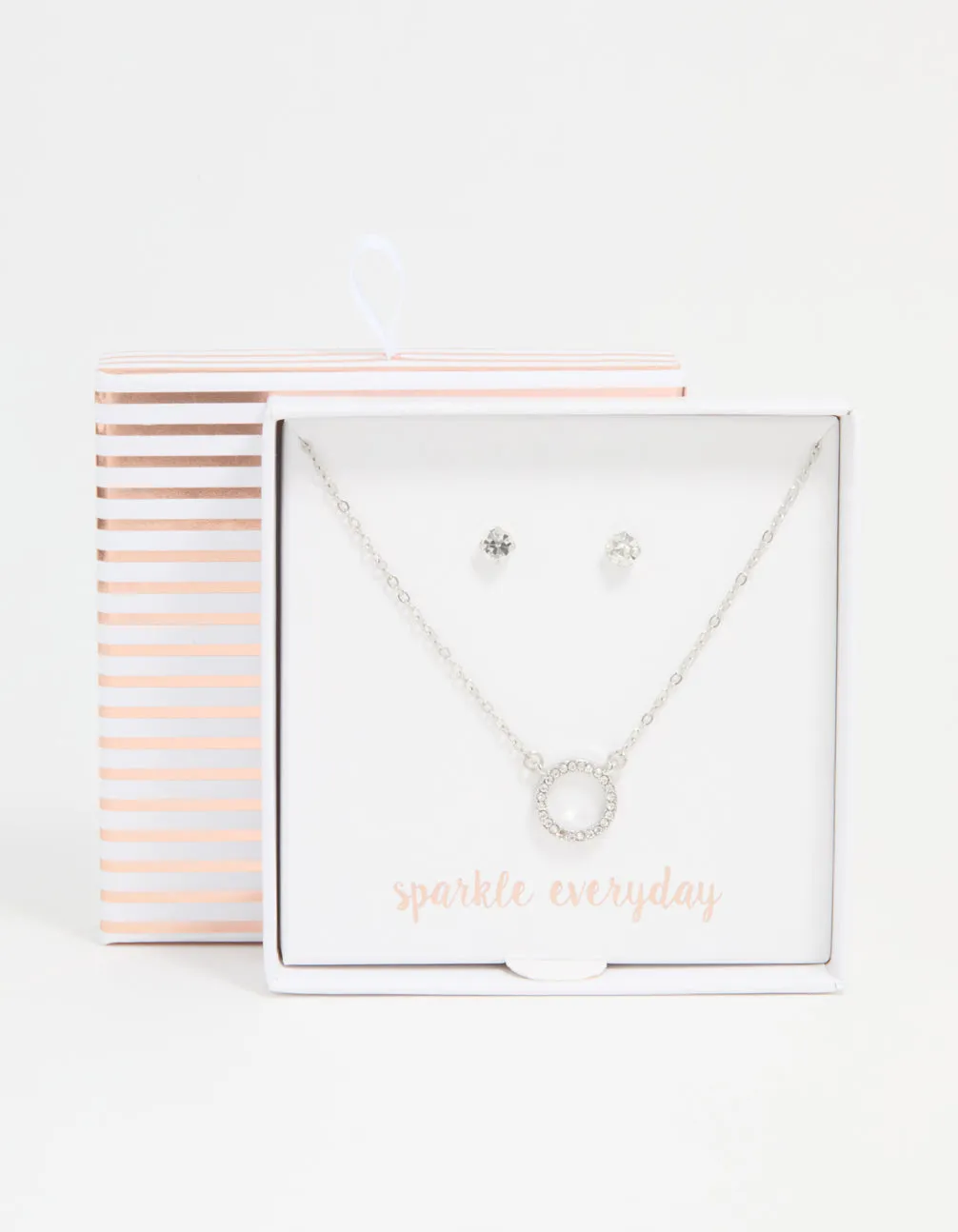 Silver Diamante Circle Pendant Necklace & Stud Earrings Set sold by lovisa product image thumbnail 3