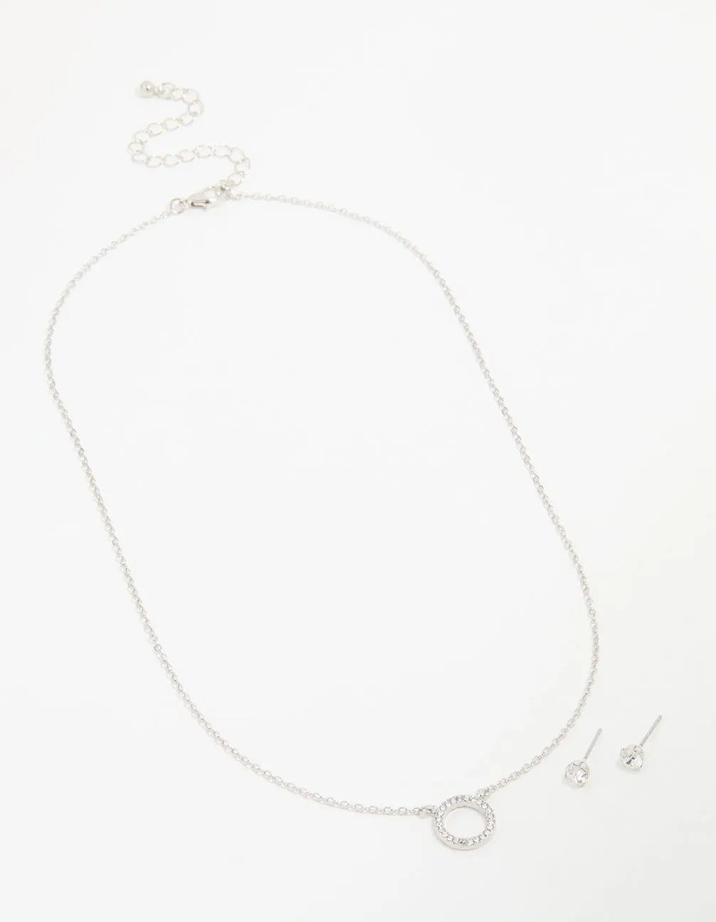 Silver Diamante Circle Pendant Necklace & Stud Earrings Set sold by lovisa product image thumbnail 2