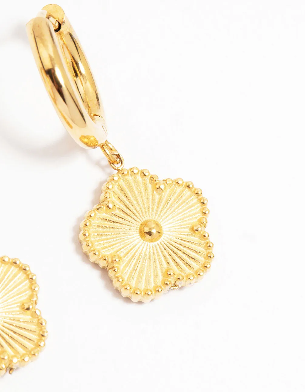 Waterproof Gold Plated Stainless Steel Flower Drop Hoop Earrings sold by lovisa product image thumbnail 3