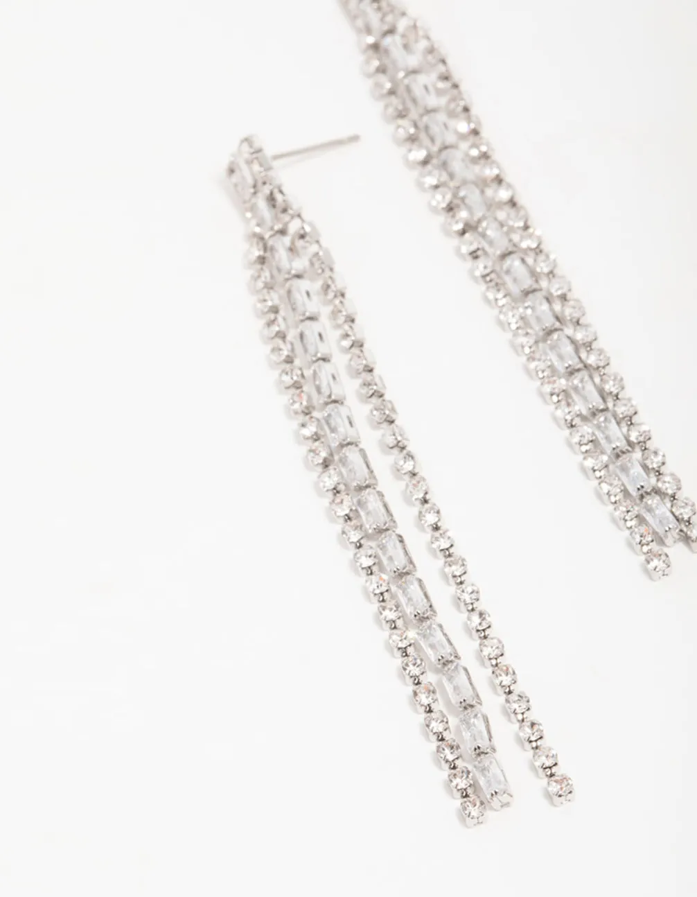 Silver Diamante Baguette Cupchain Drop Earrings sold by lovisa product image thumbnail 2