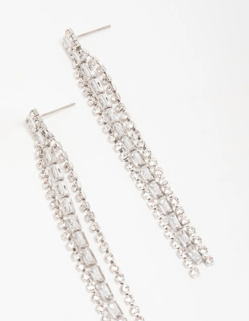 Silver Diamante Baguette Cupchain Drop Earrings sold by lovisa product image thumbnail 3