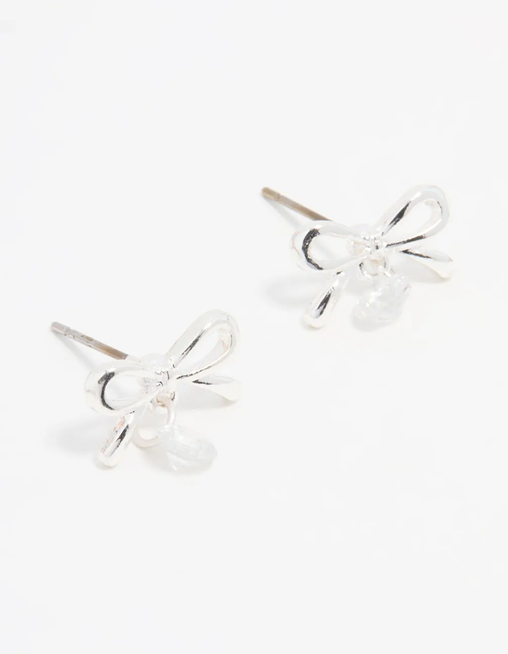 Silver Diamante Bow Stud Earrings sold by lovisa