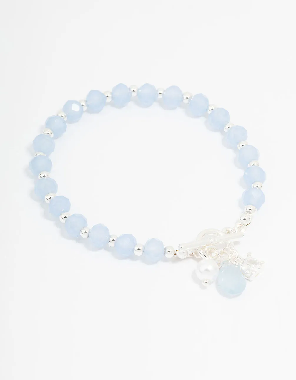 Silver Pearl & Diamante Blue Beaded Bracelet sold by lovisa product image thumbnail 2