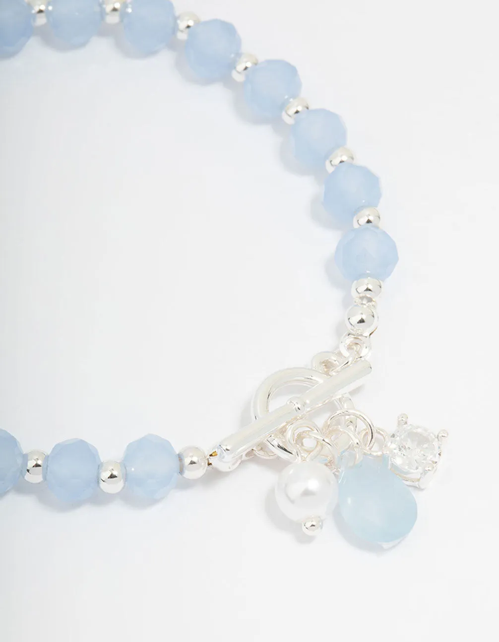 Silver Pearl & Diamante Blue Beaded Bracelet sold by lovisa product image thumbnail 3