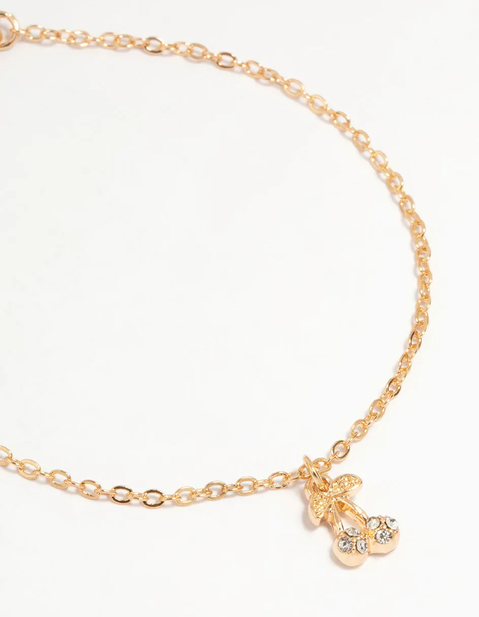 Mixed Metal Diamante Cherry Bracelets 2-Pack sold by lovisa product image thumbnail 3