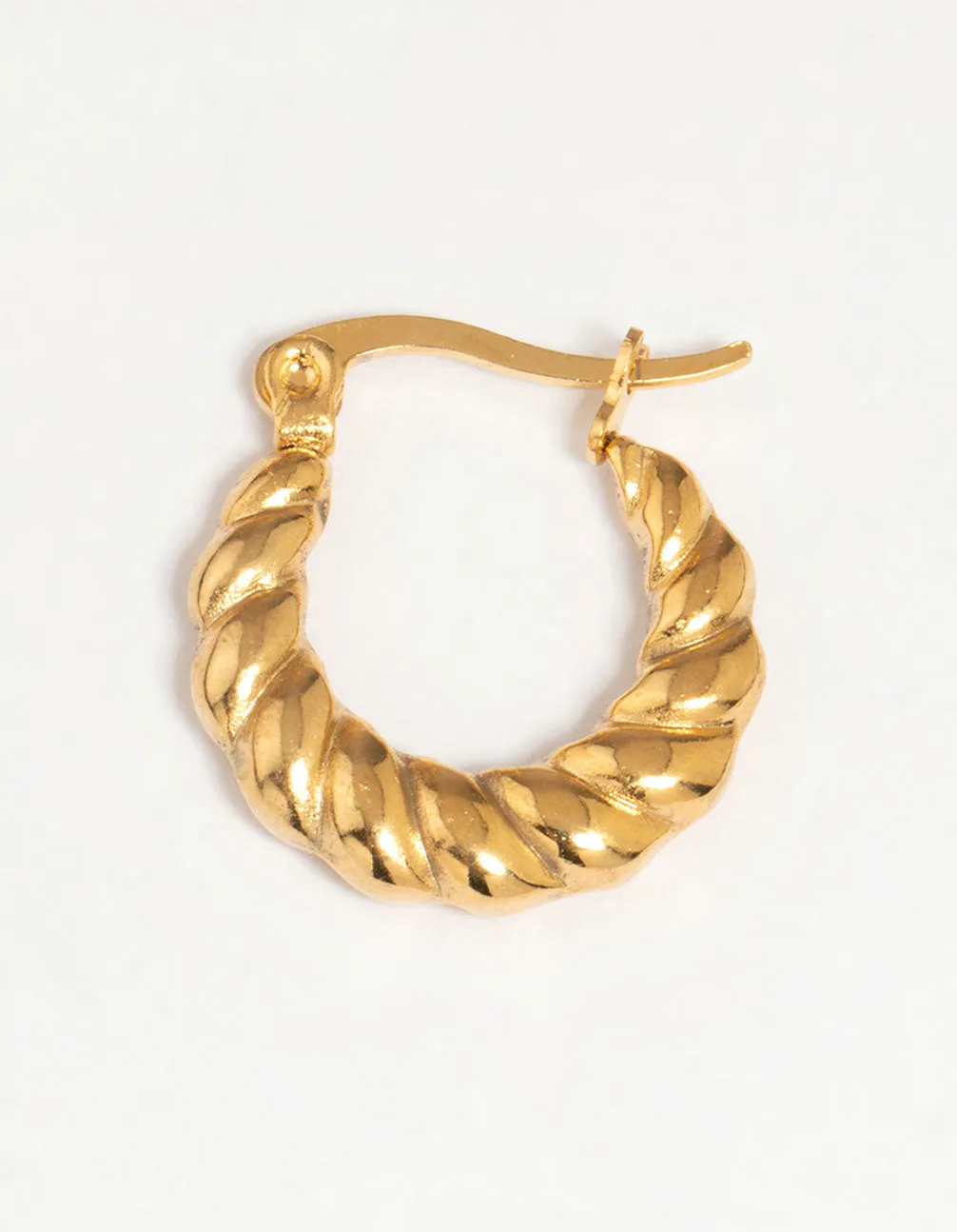 Waterproof Gold Plated Stainless Steel Textured Crescent Hoop Earrings sold by lovisa product image thumbnail 5