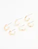 Gold Textured & Sleek Hoop Earrings 3-Pack sold by lovisa