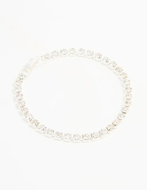 Silver Diamante Tennis Bracelet sold by lovisa