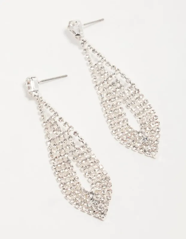 Silver Diamante Pear Ornate Drop Earrings sold by lovisa
