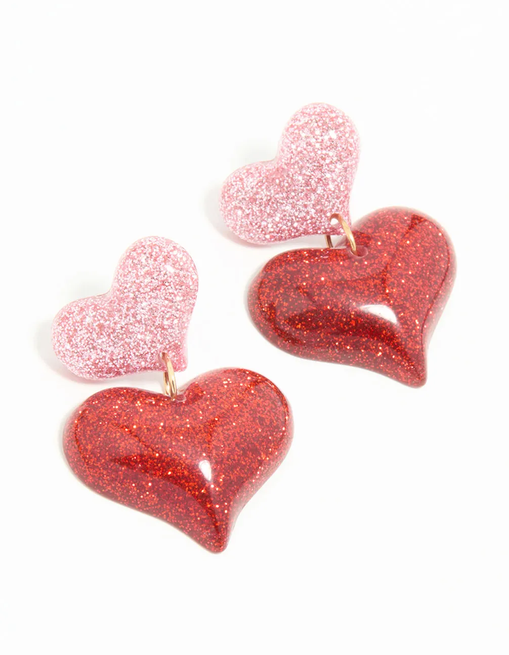 Silver Red & Pink Bubble Heart Drop Earrings sold by lovisa