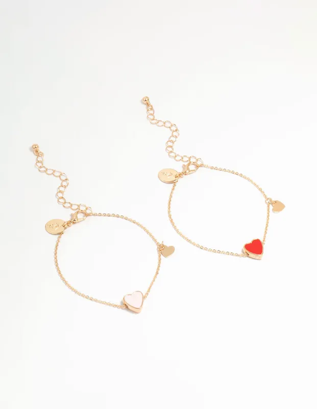 Gold Heart Charm Bracelets 2-Pack sold by lovisa