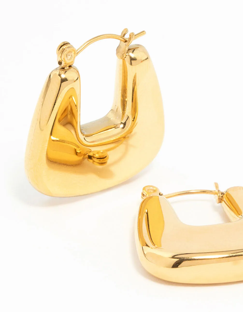 Waterproof Gold Plated Stainless Steel Rounded Square Hoop Earrings sold by lovisa product image thumbnail 2