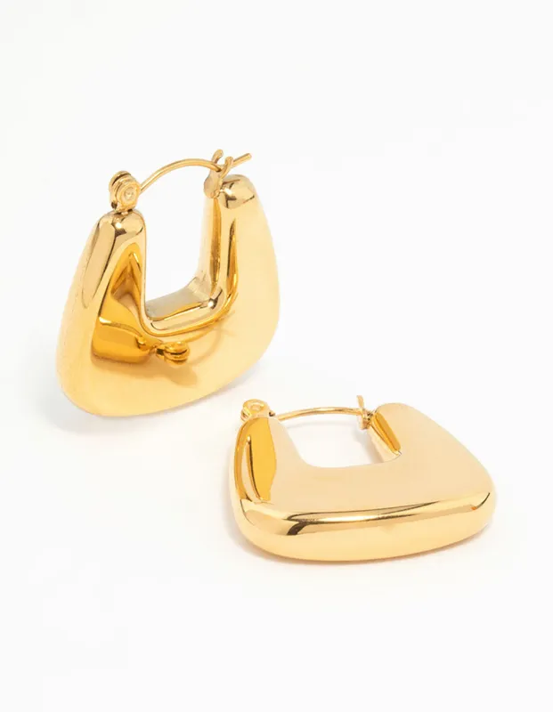 Waterproof Gold Plated Stainless Steel Rounded Square Hoop Earrings sold by lovisa