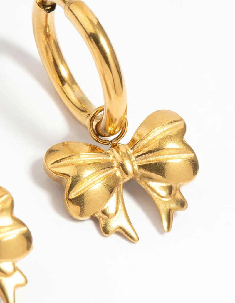 Waterproof Gold Plated Stainless Steel Bow Hoop Earrings sold by lovisa product image thumbnail 5