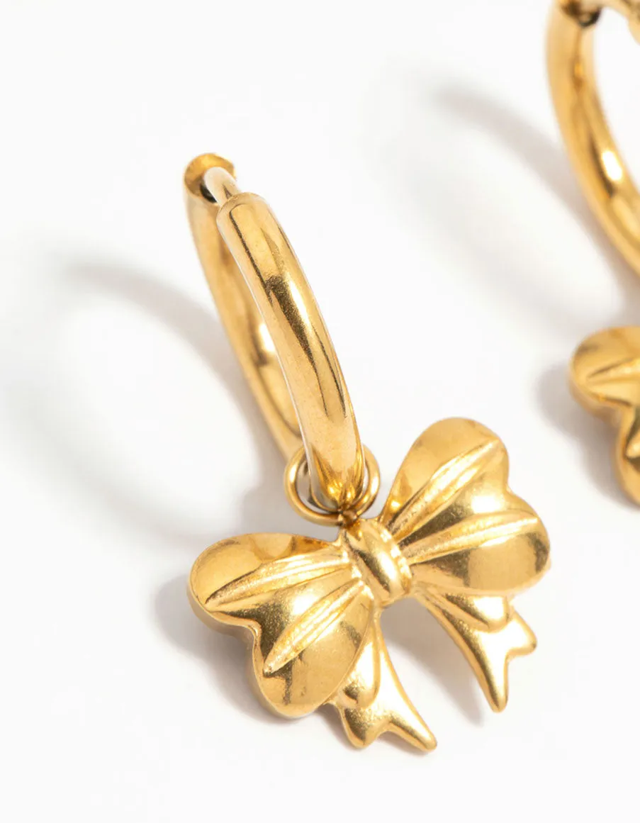 Waterproof Gold Plated Stainless Steel Bow Hoop Earrings sold by lovisa product image thumbnail 4