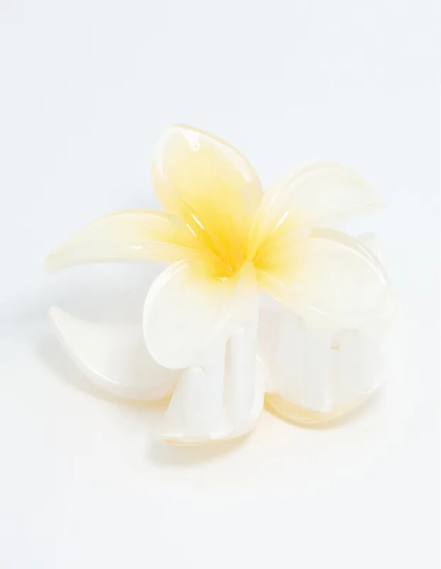 White Frangipani Flower Hair Claw Clip sold by lovisa