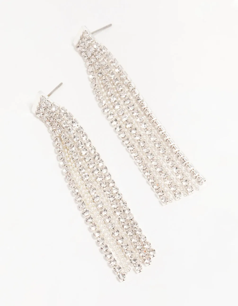 Silver Diamante Chain Tassel Drop Earrings sold by lovisa