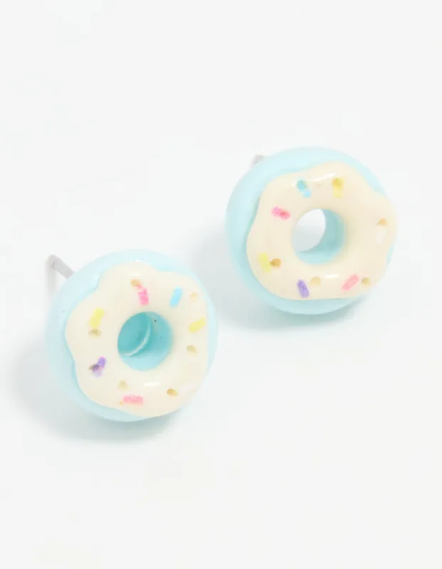 Silver Blue Donut Stud Earrings sold by lovisa