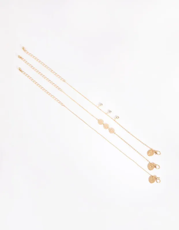 Gold Dainty Dangle Pack Bracelets sold by lovisa