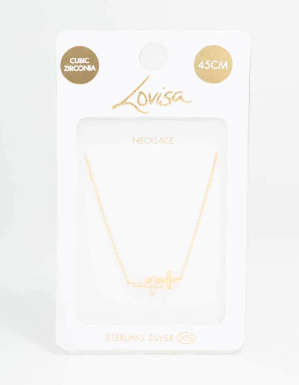 Gold Plated Sterling Silver Cubic Zirconia Double Cross Necklace sold by lovisa product image thumbnail 5