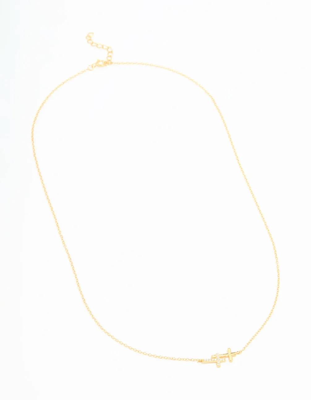 Gold Plated Sterling Silver Cubic Zirconia Double Cross Necklace sold by lovisa product image thumbnail 4