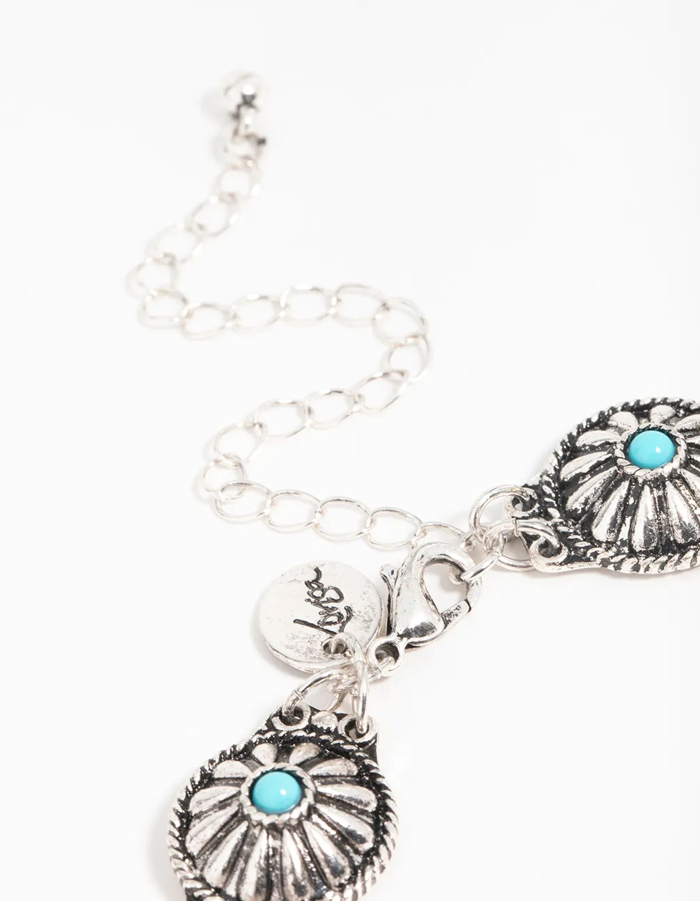 Antique Silver Circle Turquoise Choker Necklace sold by lovisa product image thumbnail 5